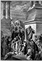 Artist's illustration of Jonah prophesying to Nineveh